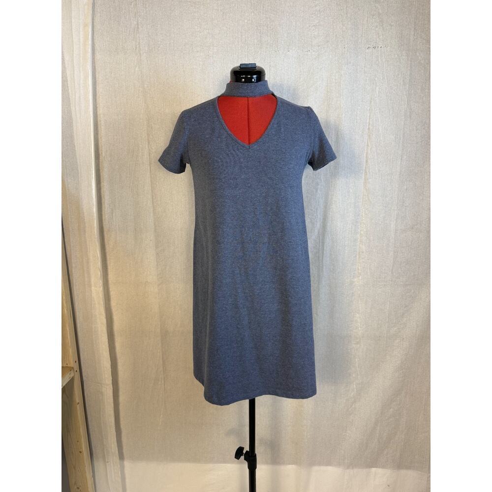 FOX Dress Womens Gray Size 1 XS Mini Shirt Dress Neck Wrap D650